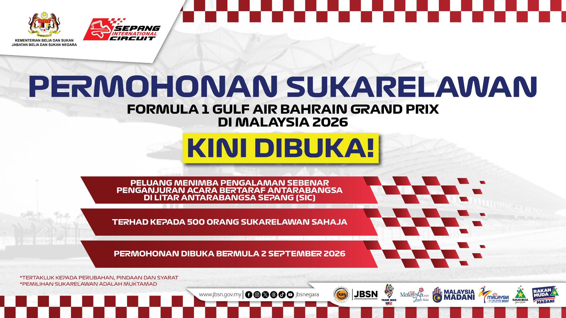 Poster SUKARELAWAN FORMULA 1 GULF AIR BAHRAIN GRAND PRIX DI MALAYSIA 2026